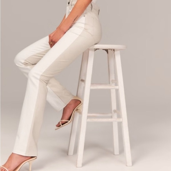 Abercrombie & Fitch Slim Straight Ultra High Denim Faux Leather Pant Plus Sz 24 - Picture 3 of 14